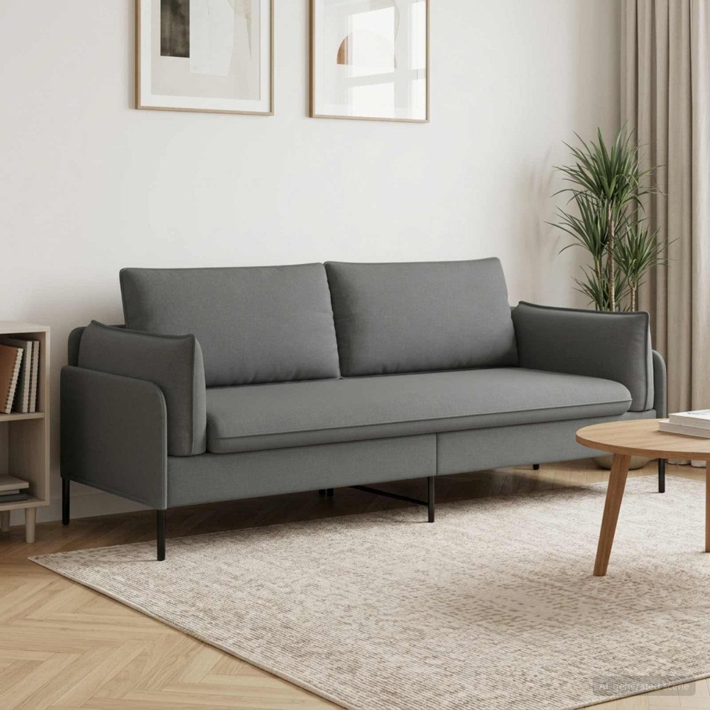 vidaXL 3-Sits soffa Mörkgrå 222 x 81 x 89 cm Tyg