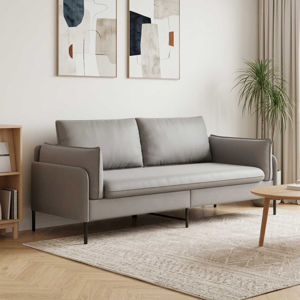vidaXL 3-Sits soffa Ljusgrå 222 x 81 x 89 cm Sammet