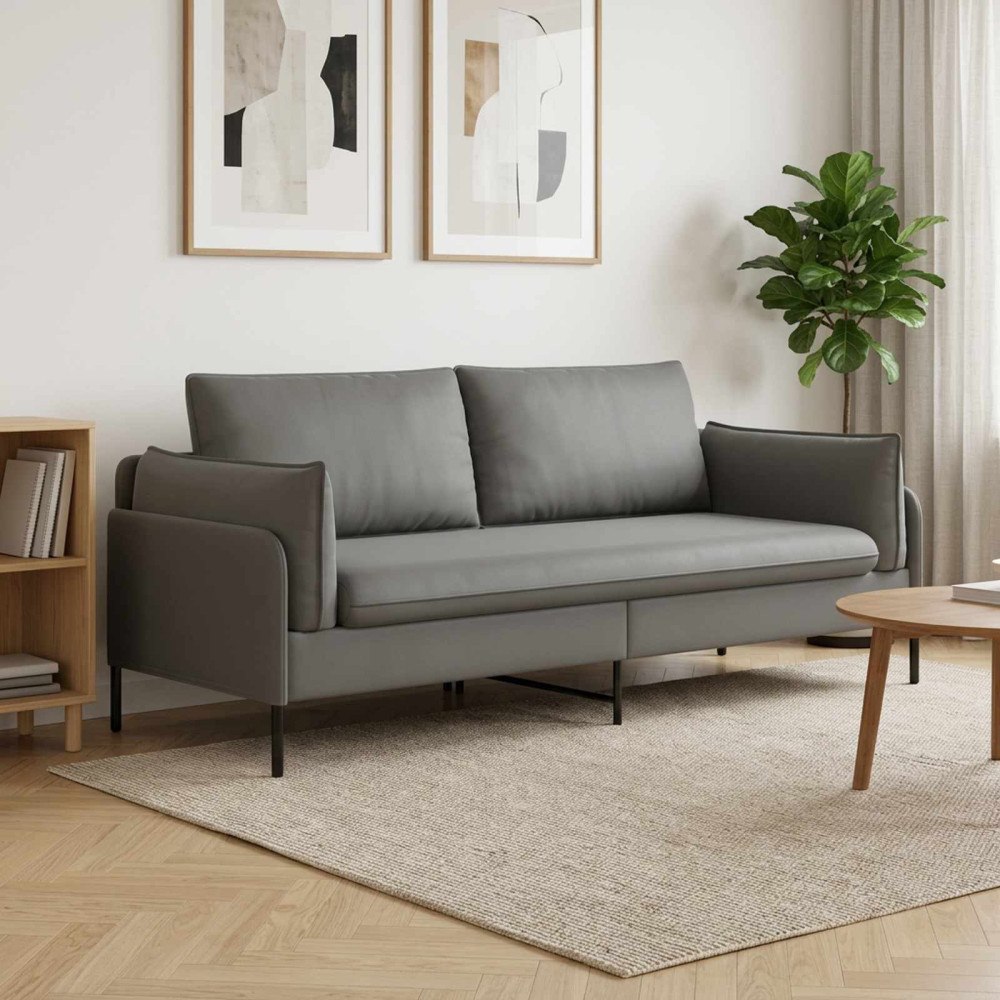 vidaXL 3-Sits soffa 3-sits Mörkgrå 222 x 81 x 89 cm Sammet