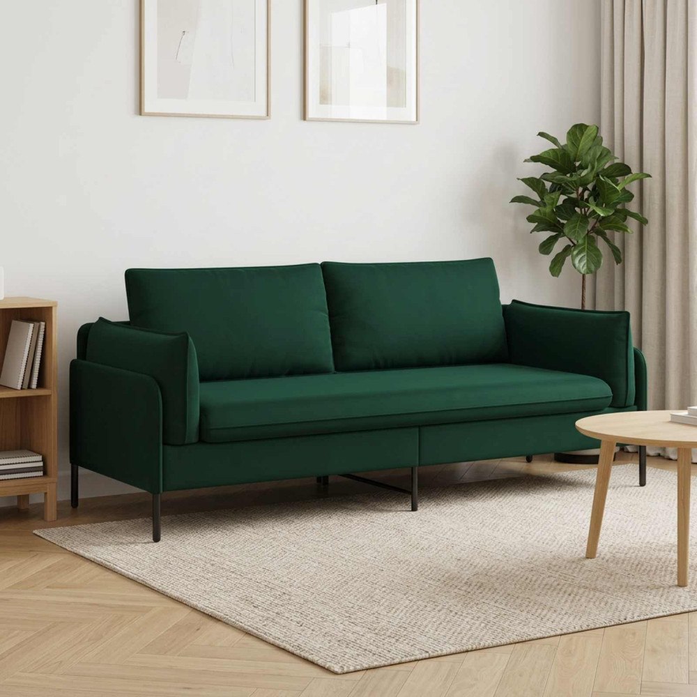 vidaXL 3-Sits soffa Mörkgrön 222 x 81 x 89 cm Sammet