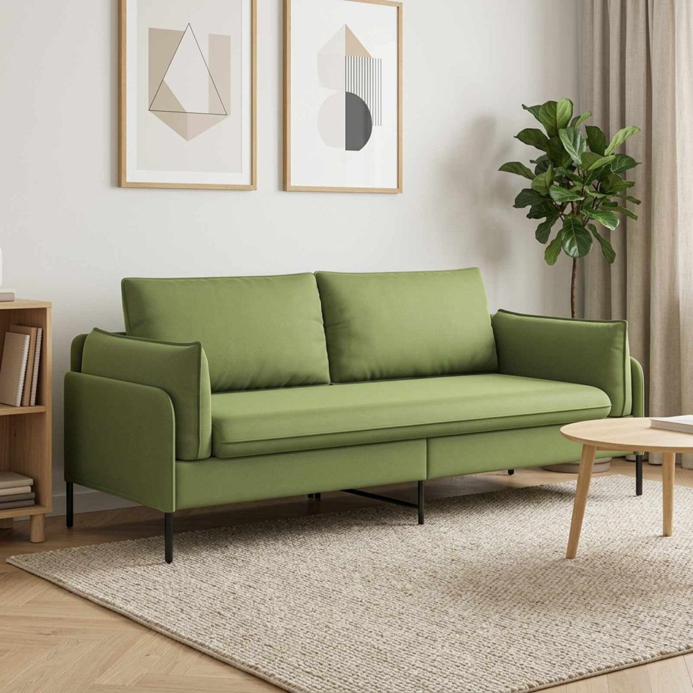 vidaXL 3-Sits soffa 3-sits Ljusgrön 222 x 81 x 89 cm Sammet