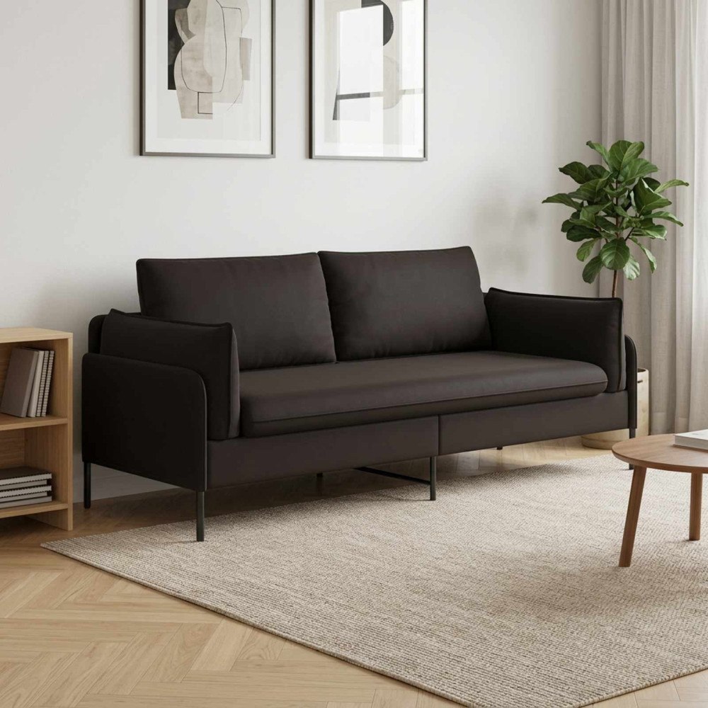 vidaXL 3-Sits soffa Svart 222 x 81 x 89 cm Sammet