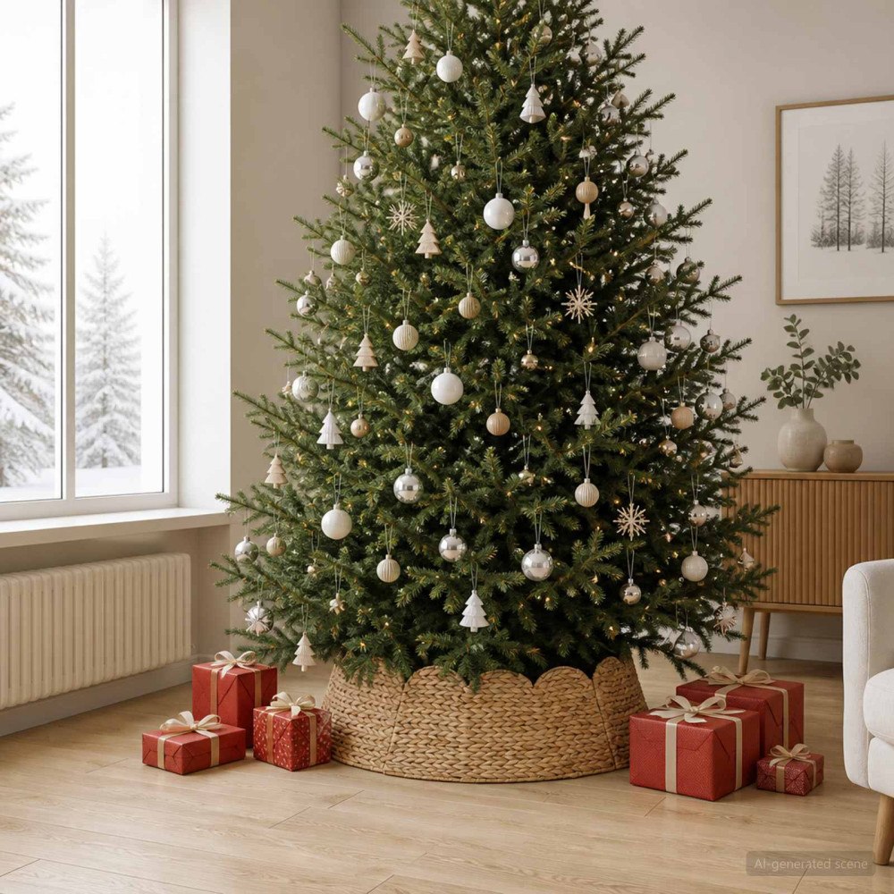 vidaXL Julträdskrage Rund Naturlig Diam. 90 x 28 cm Vattenhyacint