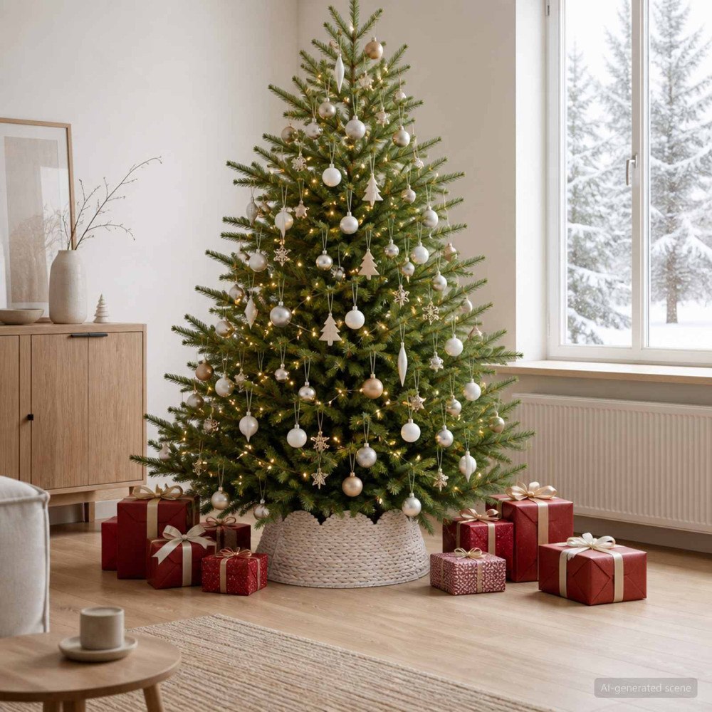 vidaXL Julträdskrage Rund Vit Diam. 75 x 25 cm Vattenhyacint