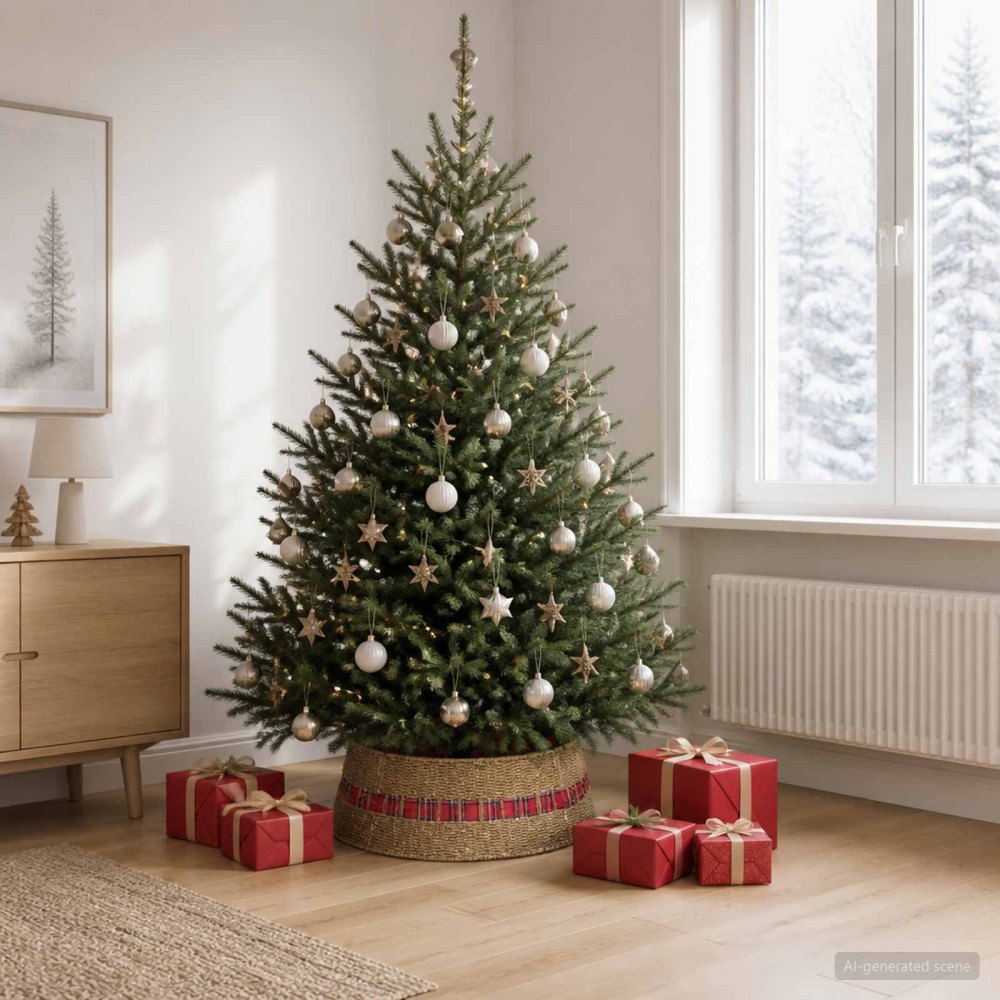 vidaXL Julträdskrage Rund Naturlig Diam. 75 x 25 cm Sjögräs