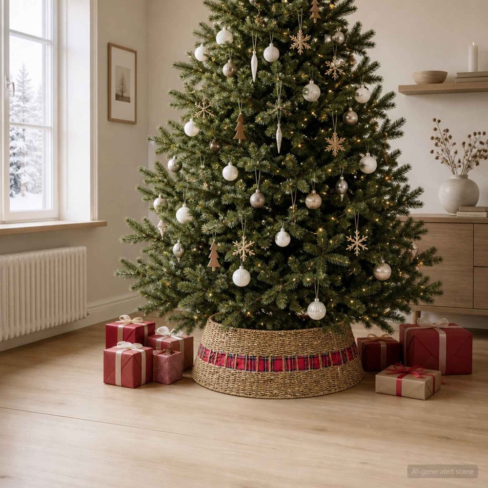 vidaXL Julträdskrage Rund Naturlig Diam. 105 x 28 cm Sjögräs