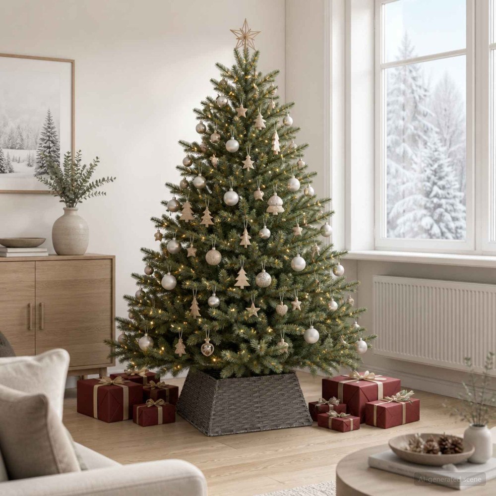 vidaXL Julträdskrage Fyrkantig Grå 70 x 70 x 28 cm konstrotting