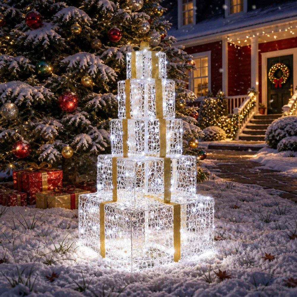 vidaXL Stapelbar juldekoration med LED-presentboxar 250 LED-lampor