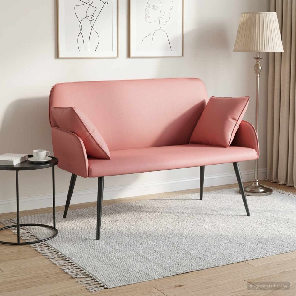 vidaXL Tvåsitssoffa med metallben 2-sits Rosa Konstläder