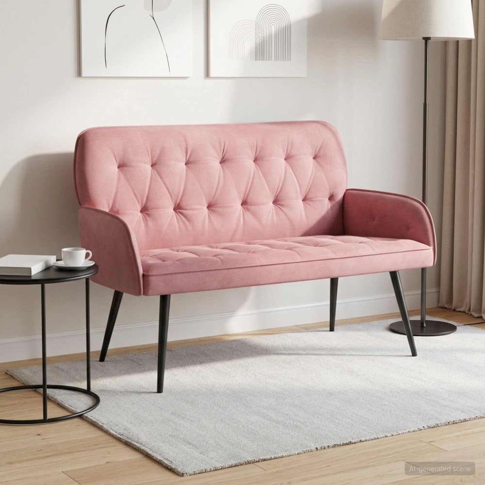 vidaXL Tvåsitssoffa med metallben 2-sits Rosa Sammet