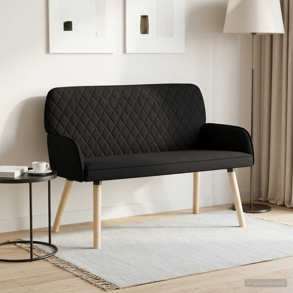 vidaXL 2-sitssoffa med ben i massivt trä 2-sits Svart Linnetyg