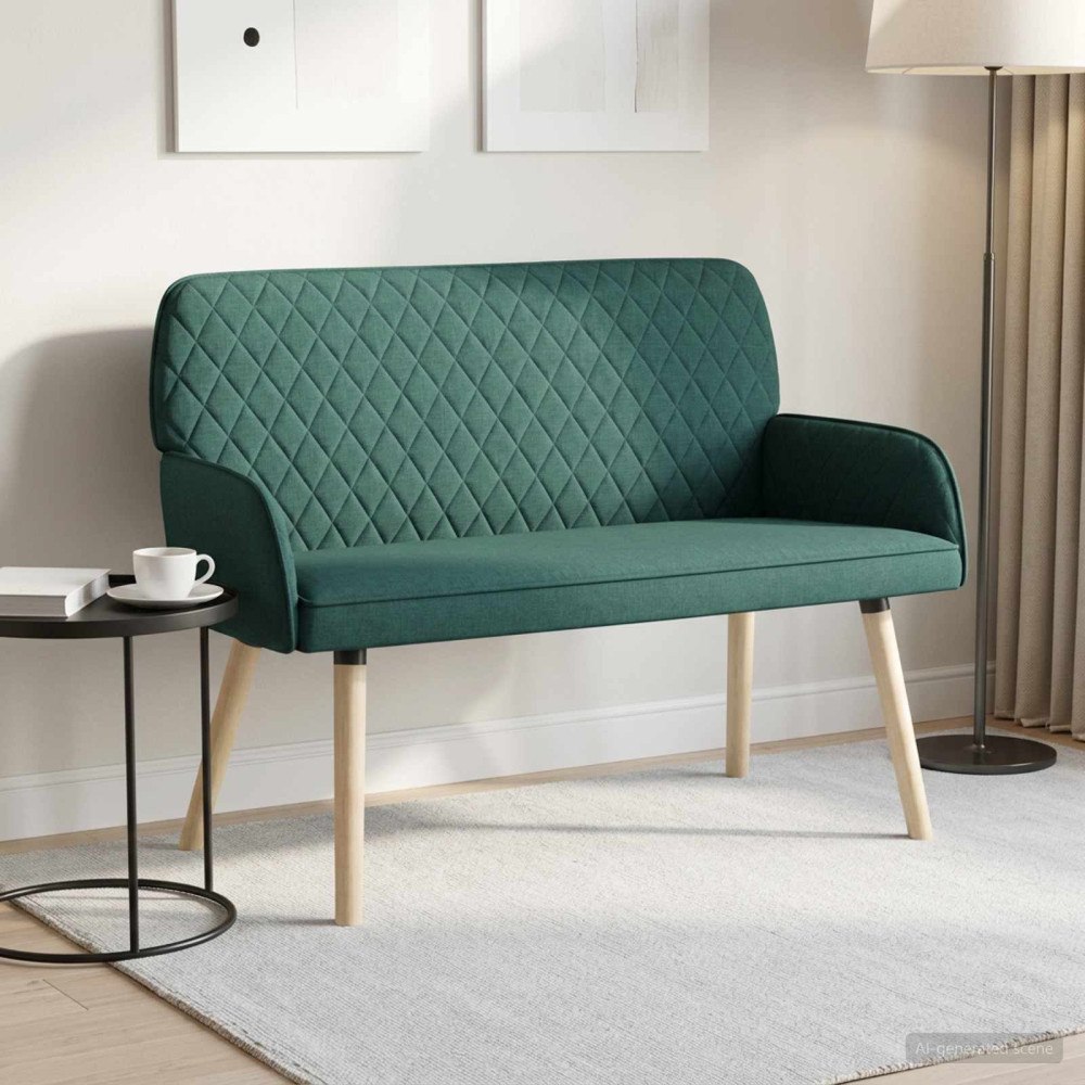 vidaXL 2-sitssoffa med ben i massivt trä 2-sits Mörkgrön Linnetyg
