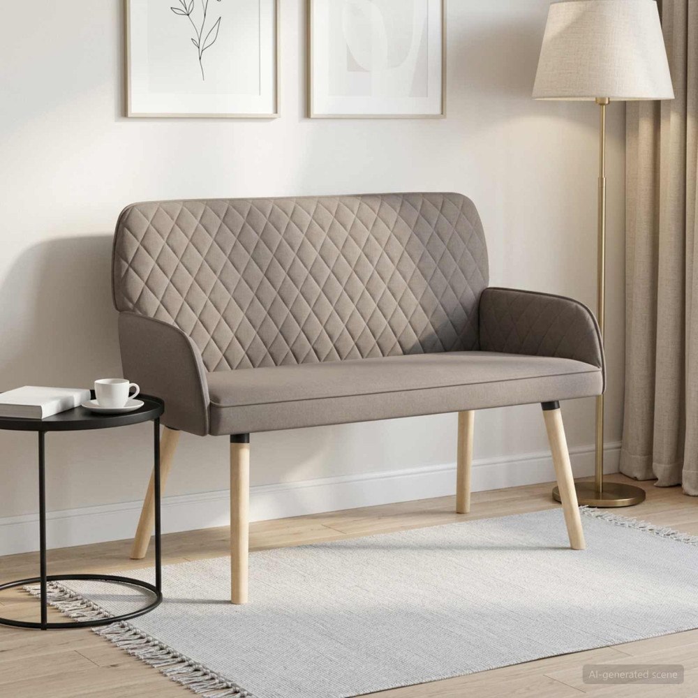 vidaXL 2-sitssoffa med ben i massivt trä 2-sits Taupe Linnetyg