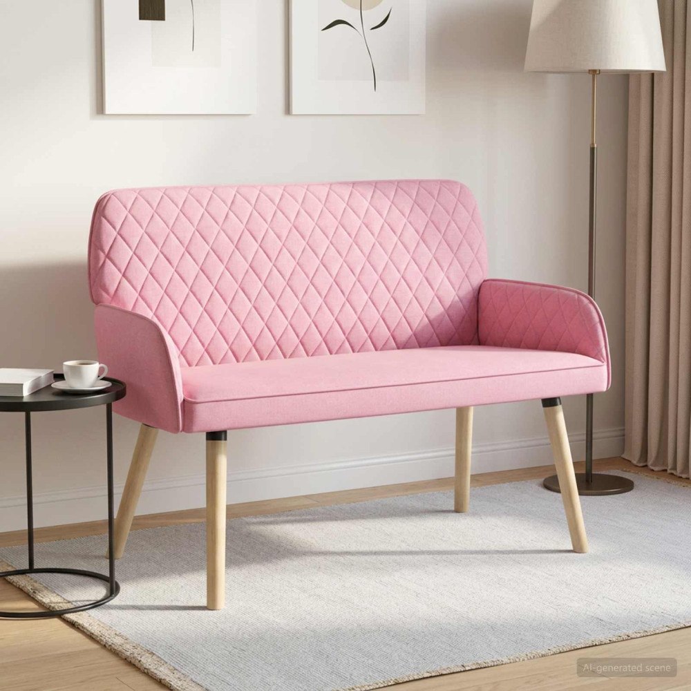 vidaXL 2-sitssoffa med ben i massivt trä 2-sits Rosa Linnetyg