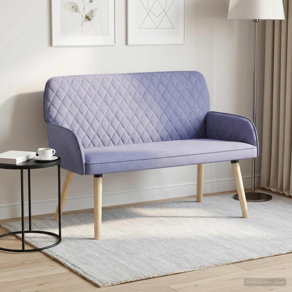 vidaXL 2-sitssoffa med ben i massivt trä 2-sits Jeansblå Linnetyg
