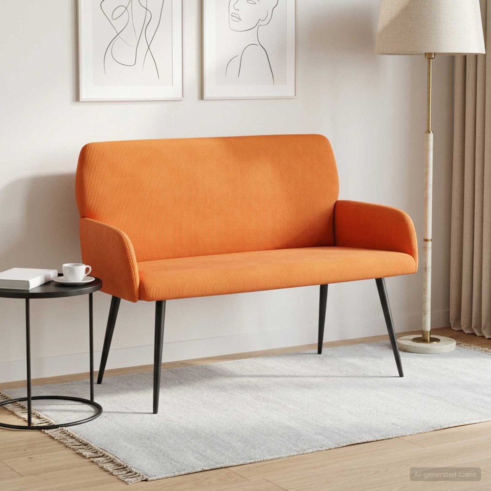 vidaXL Tvåsitssoffa med metallben 2-sits Orange Kordread tyg