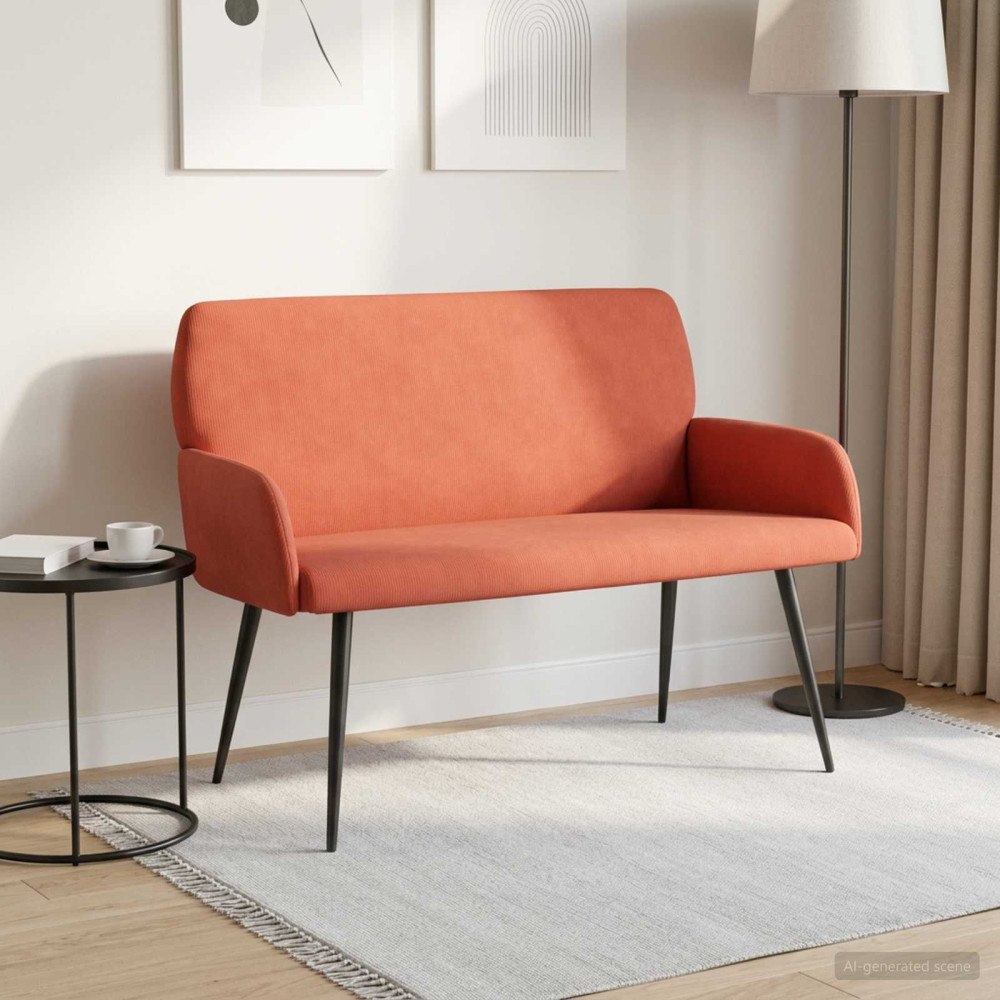 vidaXL Tvåsitssoffa med metallben 2-sits Röd orange Kordread tyg