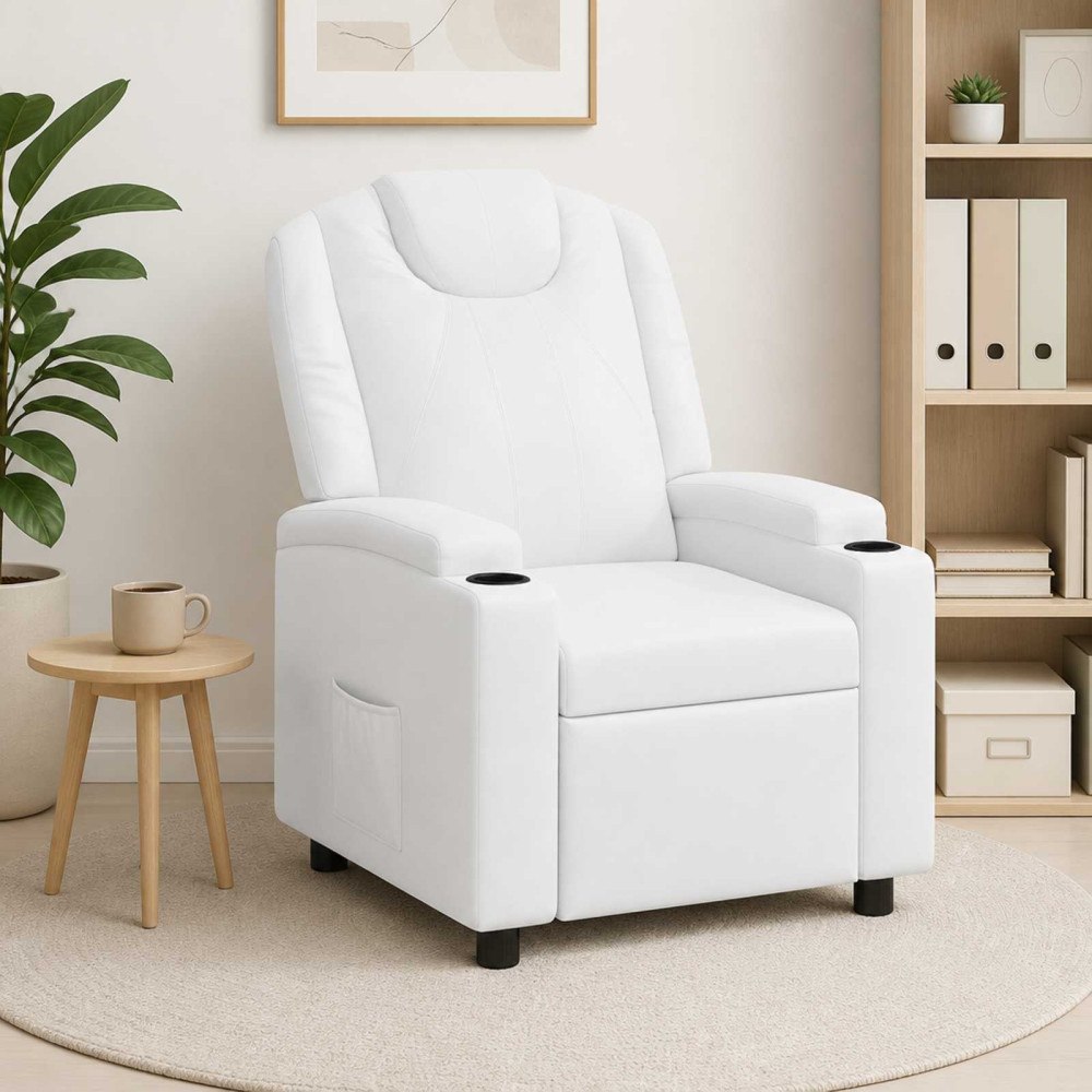 vidaXL Reclinerfåtölj Vit 75 x 95 x 106 cm Tyg