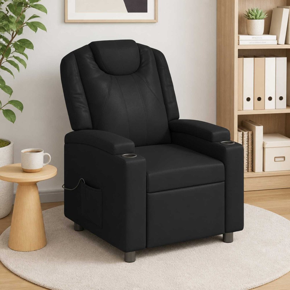 vidaXL Reclinerfåtölj med massage Svart 75 x 95 x 106 cm Tyg