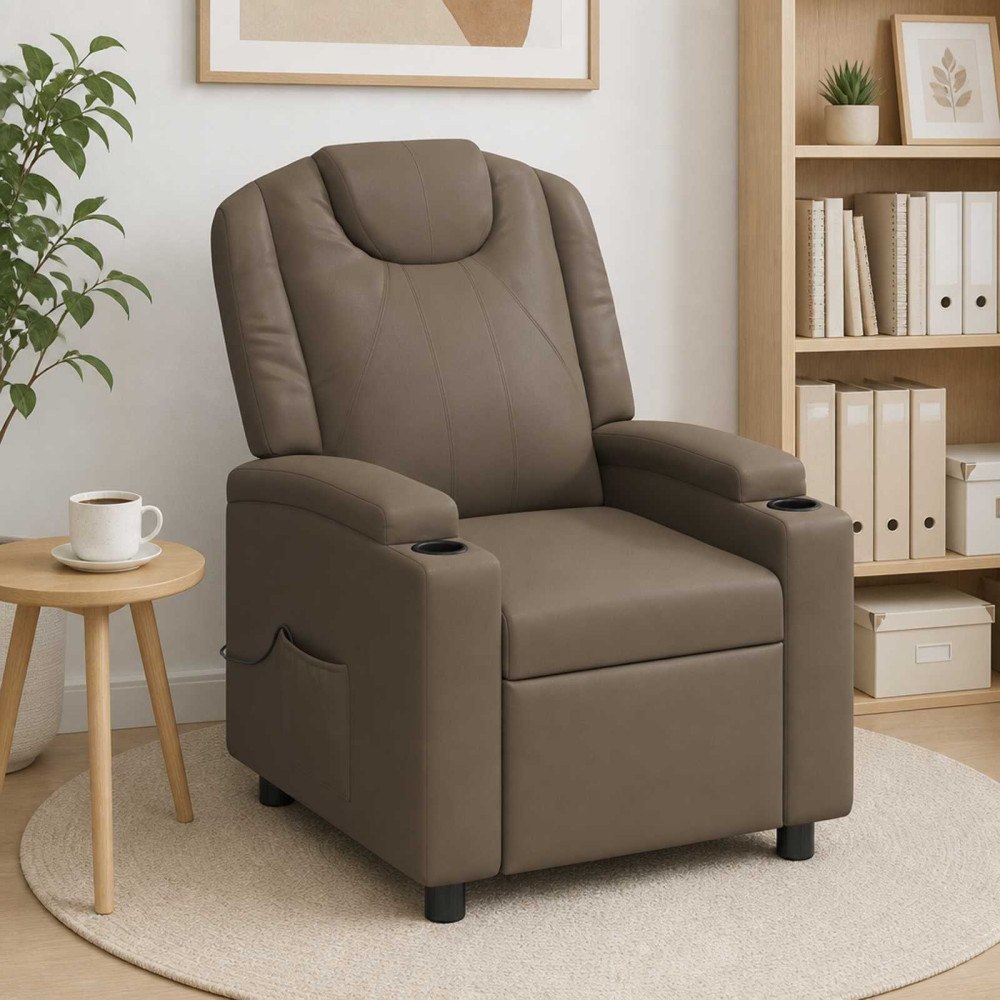 vidaXL Reclinerfåtölj med massage Grå 75 x 95 x 106 cm Tyg