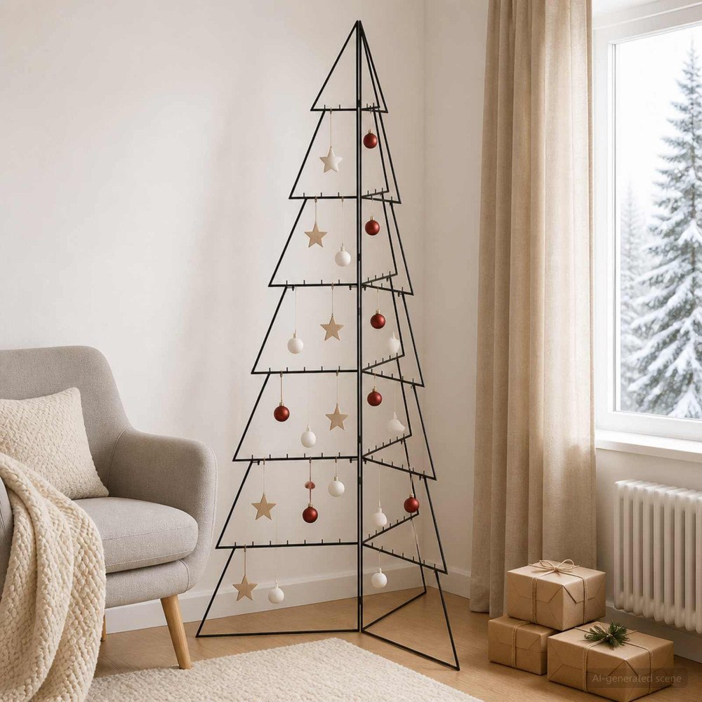 vidaXL Metall julgran KUOPIO 210 cm Stål Svart