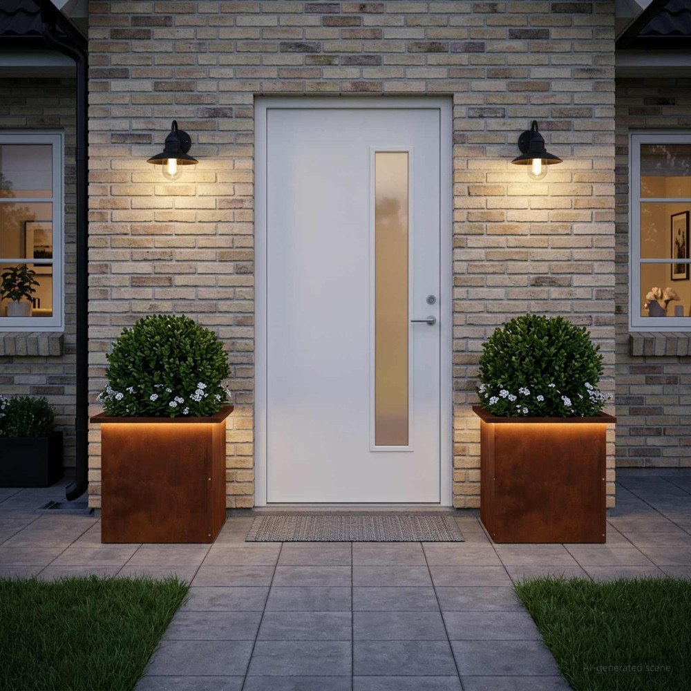 vidaXL Odlingslåda med LED 2 st Rostig 40 x 40 x 40 cm