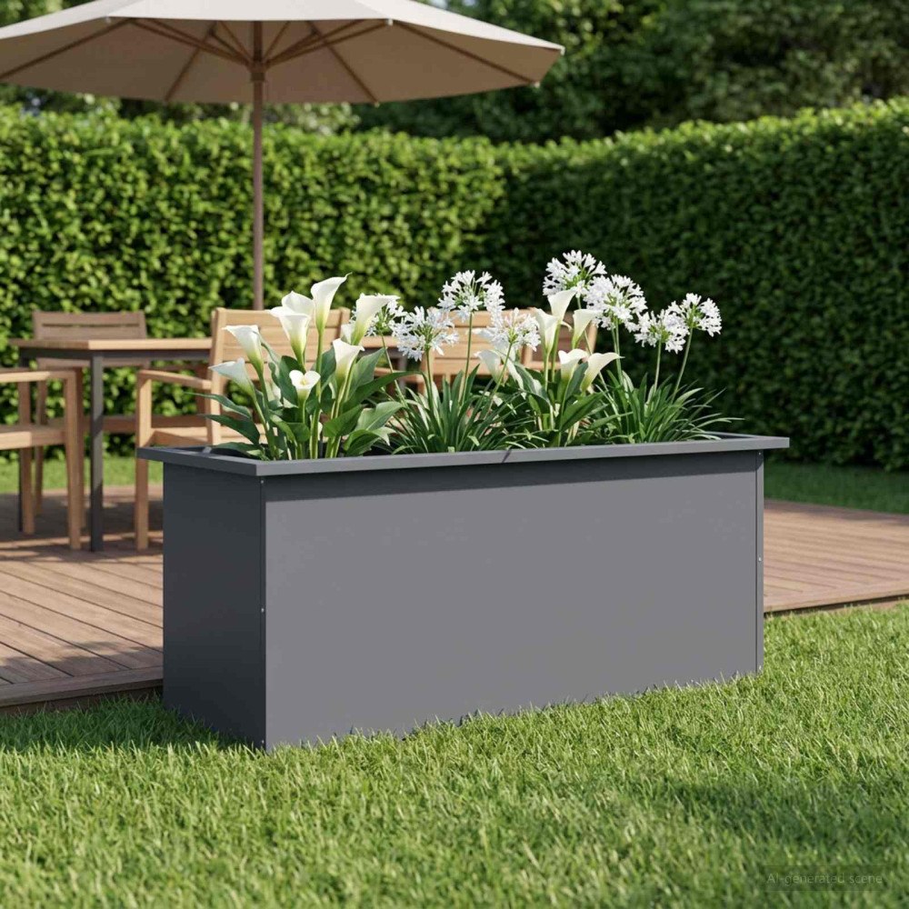 vidaXL Odlingslåda med LED Antracit 40 x 100 x 40 cm Stål
