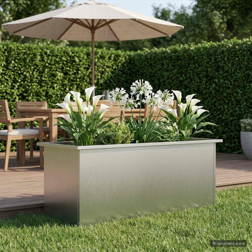 vidaXL Odlingslåda med LED Silver 40 x 100 x 40 cm Rostfritt stål