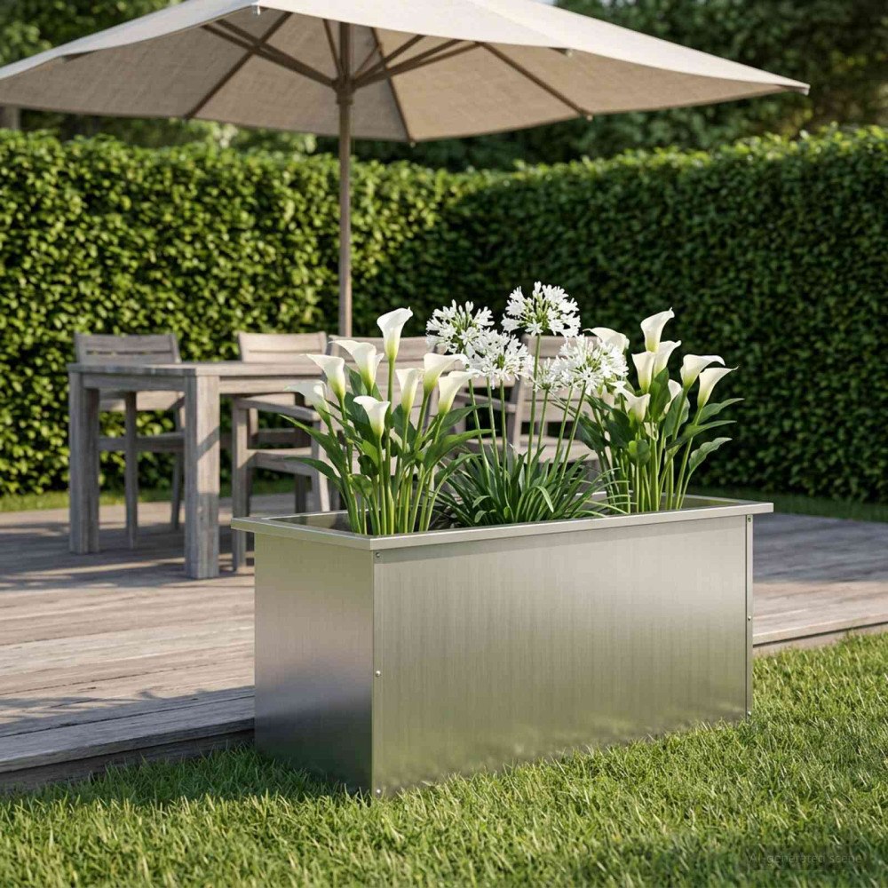 vidaXL Odlingslåda med LED Silver 40 x 100 x 40 cm Galvaniserat stål