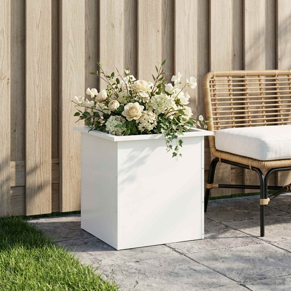 vidaXL Odlingslåda med LED Vit 50 x 50 x 48 cm Stål