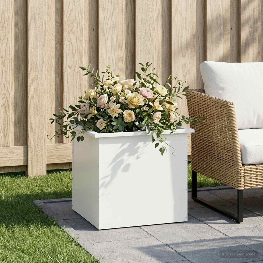 vidaXL Odlingslåda med LED Vit 50 x 60 x 48 cm Stål