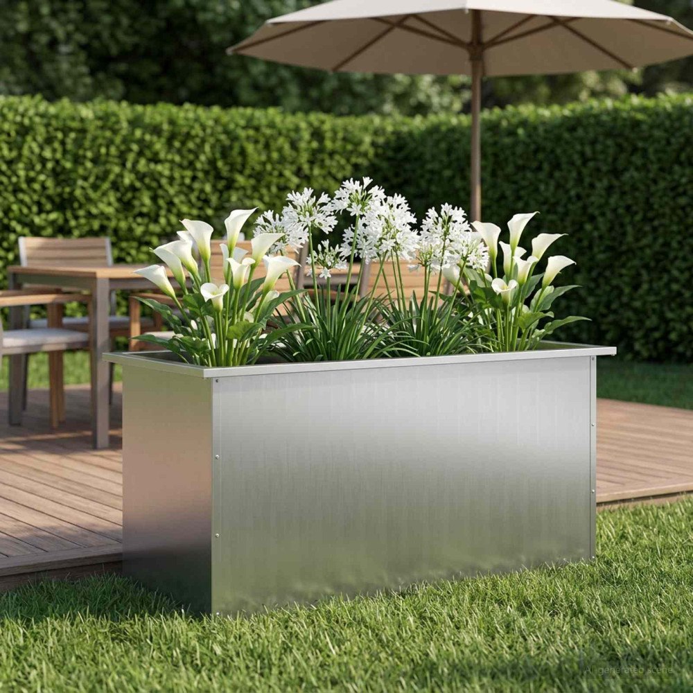vidaXL Odlingslåda med LED Silver 50 x 100 x 48 cm Galvaniserat stål