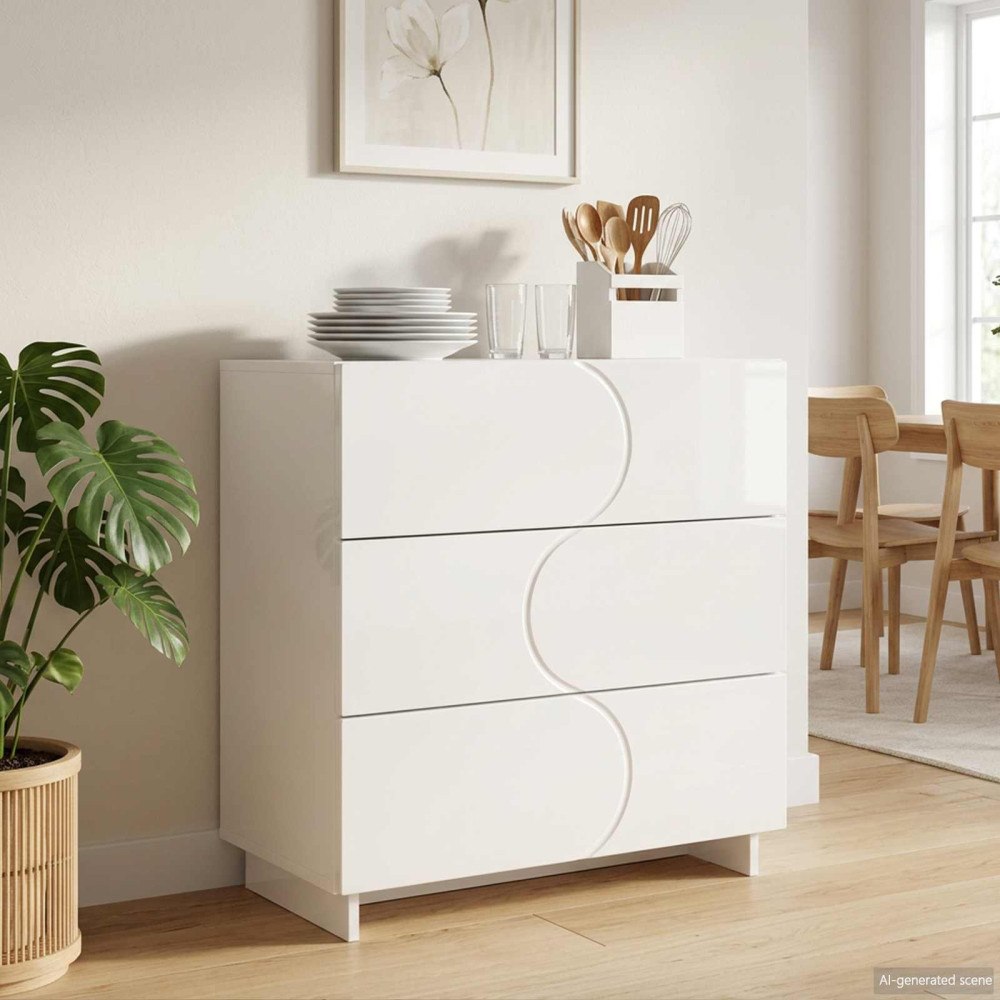 vidaXL Sideboard Vit högglans 70 x 38 x 75 cm Konstruerat trä