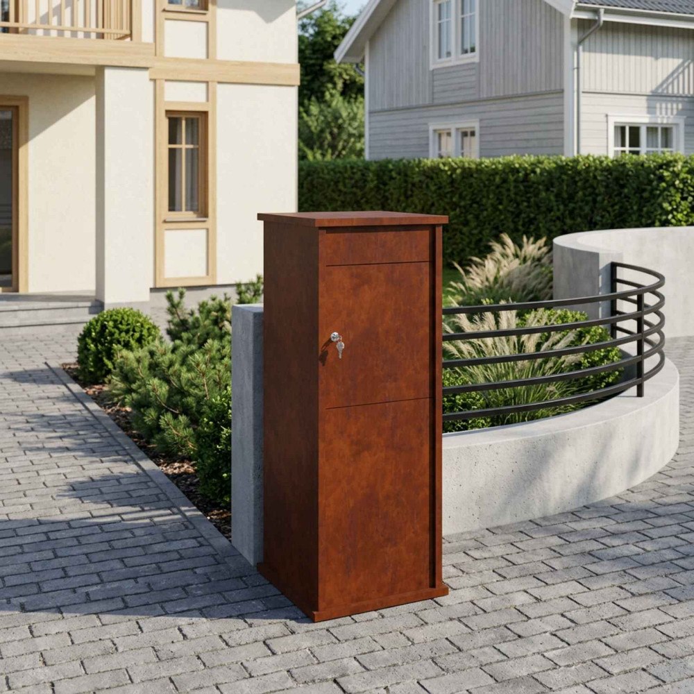 vidaXL brevlåda Rostig 40 x 40 x 100 cm Väderbeständig stål