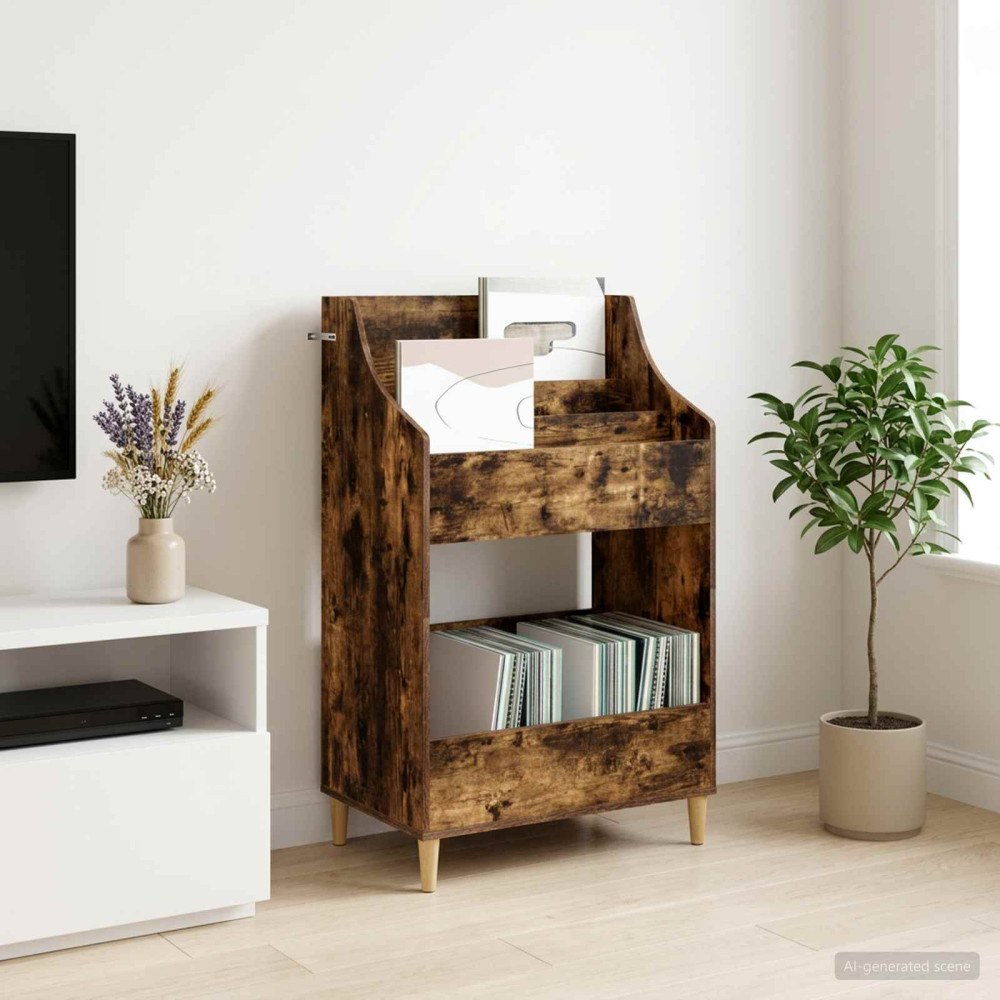 vidaXL Mediasyllar Rökt ek 70,5 x 46 x 112 cm Konstruerat trä
