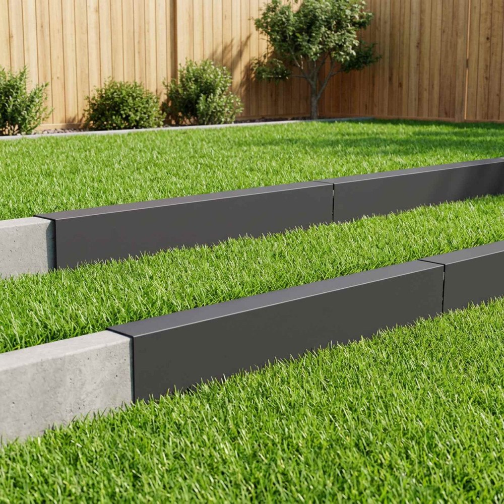 vidaXL Topprofil för rabattkant 10 st 100 x 10 x 15 cm Stål Svart
