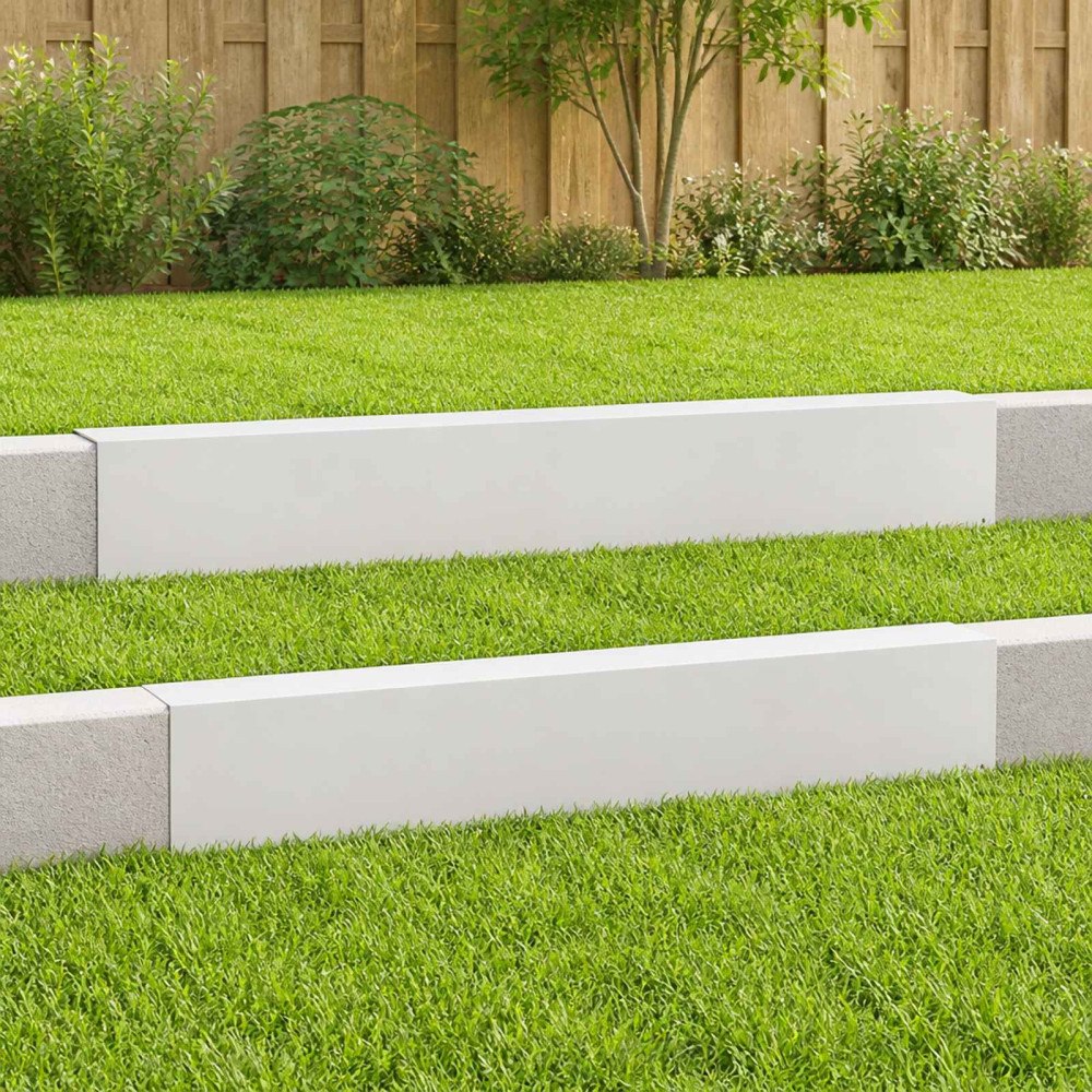 vidaXL Topprofil för rabattkant 2 st 100 x 10 x 15 cm Stål Vit