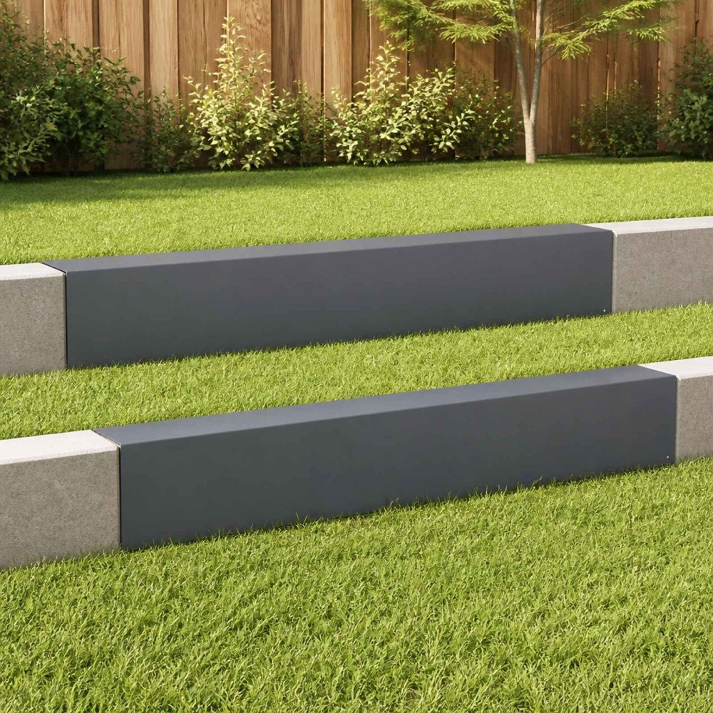 vidaXL Topprofil för rabattkant 2 st 100 x 10 x 15 cm Stål Antracit