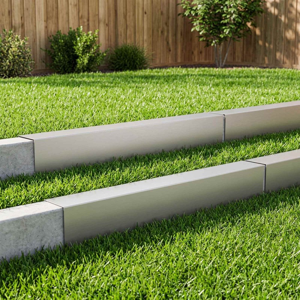 vidaXL Topprofil för rabattkant 10 st 100 x 10 x 15 cm Rostfritt stål