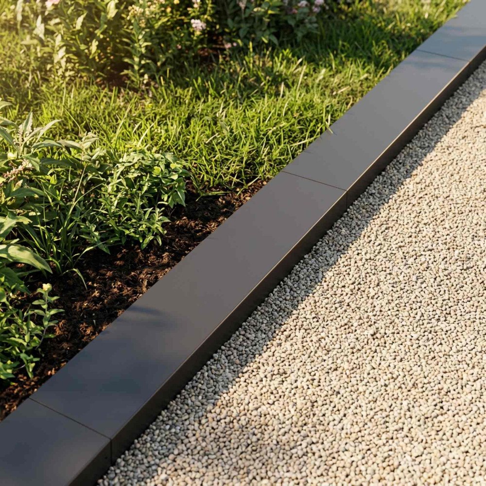 vidaXL Topprofil för rabattkant 10 st 100 x 20 x 5 cm Stål Svart