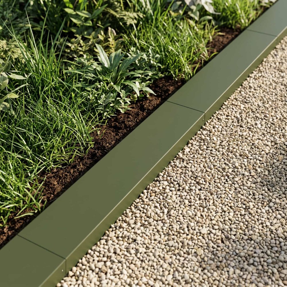 vidaXL Topprofil för rabattkant 10 st 100 x 20 x 5 cm Stål Olivgrön