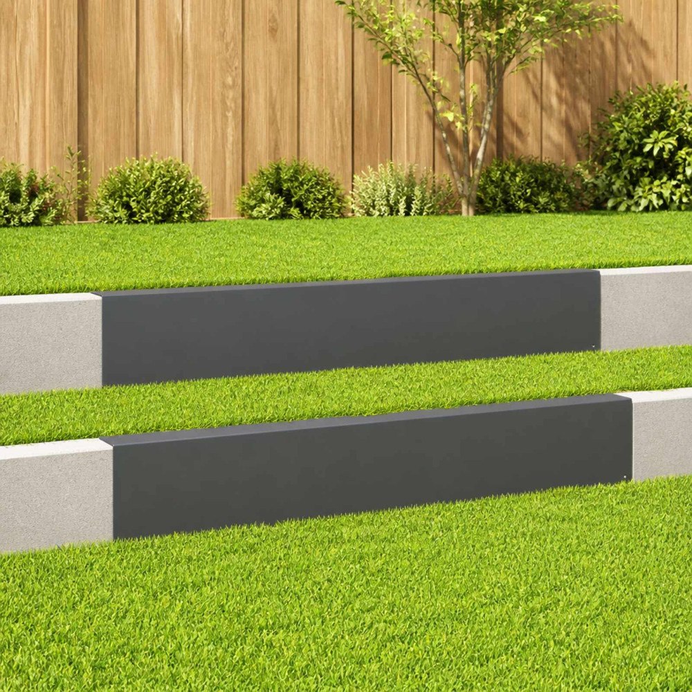 vidaXL Topprofil för rabattkant 2 st 100 x 5 x 15 cm Stål Svart