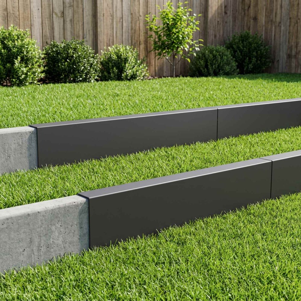 vidaXL Topprofil för rabattkant 10 st 100 x 5 x 15 cm Stål Svart