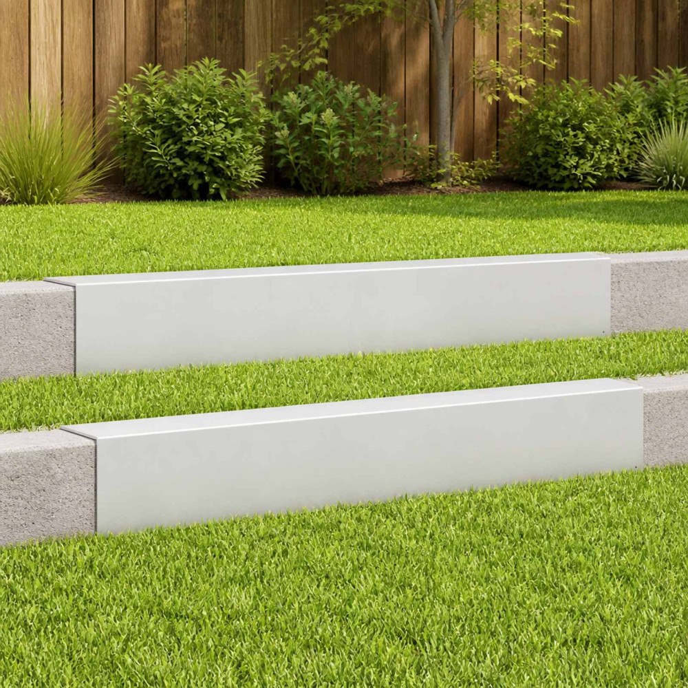 vidaXL Topprofil för rabattkant 2 st 100 x 5 x 15 cm Stål Vit