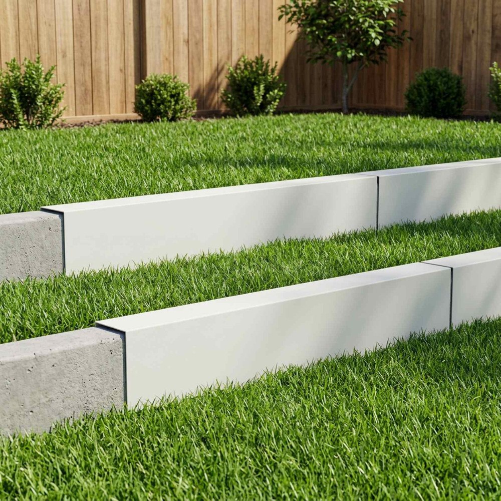 vidaXL Topprofil för rabattkant 10 st 100 x 5 x 15 cm Stål Vit