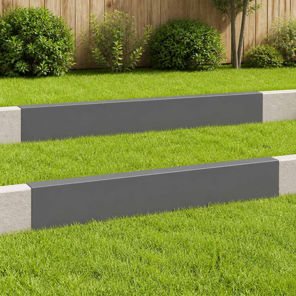 vidaXL Topprofil för rabattkant 2 st 100 x 5 x 15 cm Stål Antracit