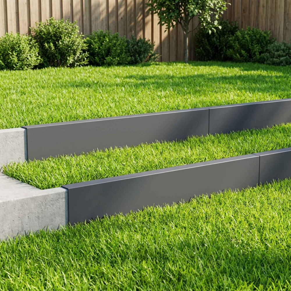 vidaXL Topprofil för rabattkant 10 st 100 x 5 x 15 cm Stål Antracit