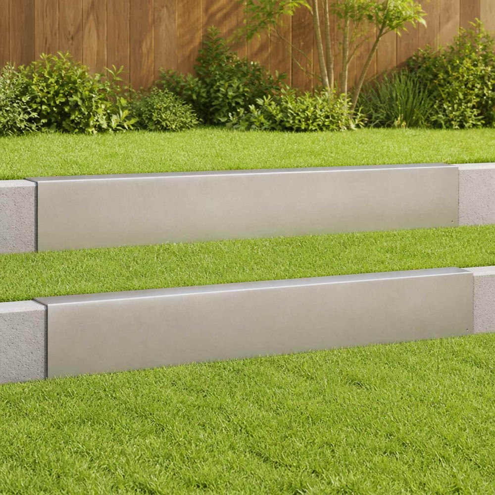 vidaXL Topprofil för rabattkant 2 st 100 x 5 x 15 cm Rostfritt stål