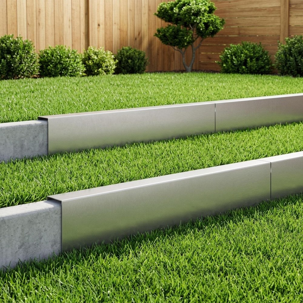 vidaXL Topprofil för rabattkant 10 st 100 x 5 x 15 cm Rostfritt stål