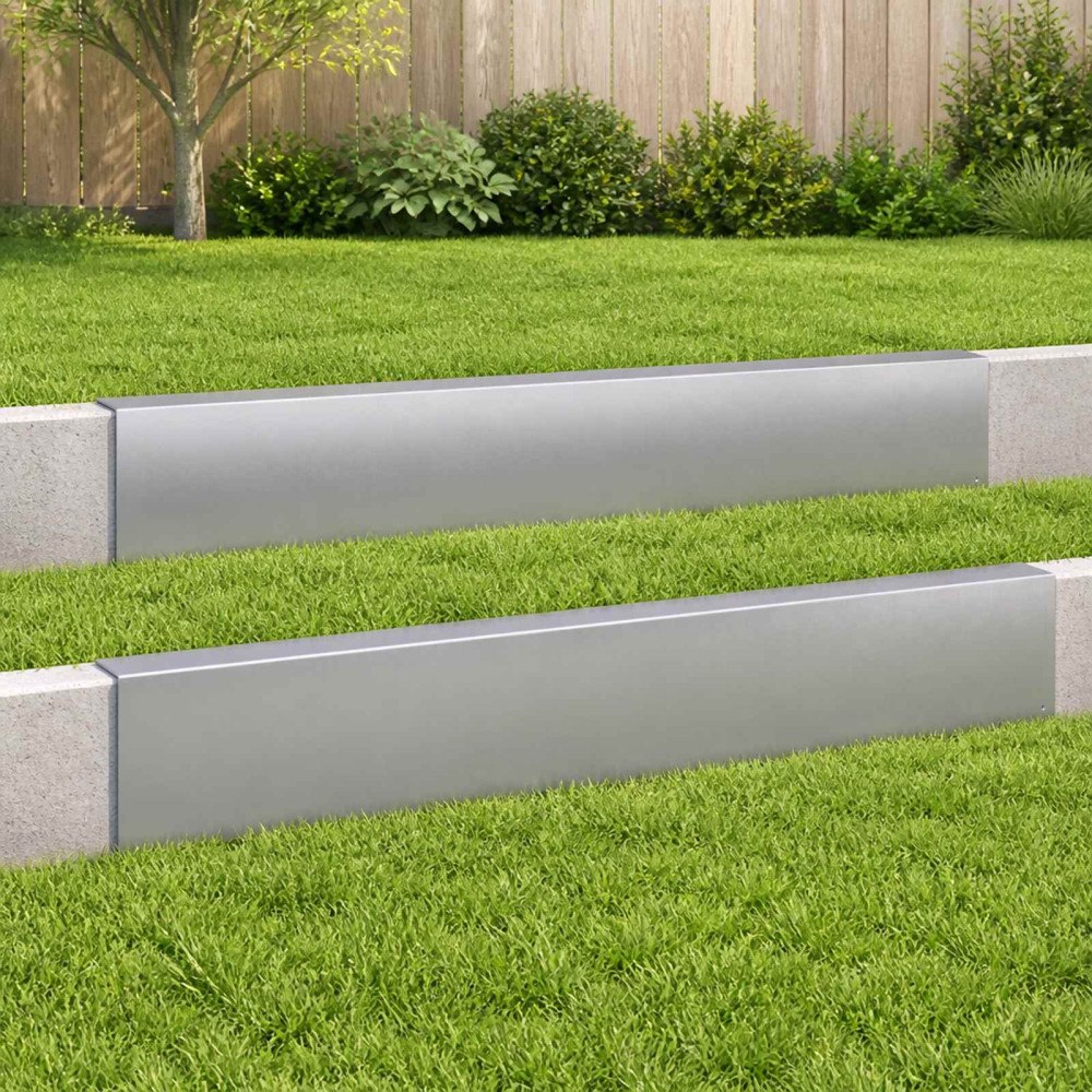 vidaXL Topprofil för rabattkant 2 st 100 x 5 x 15 cm Galvaniserat stål